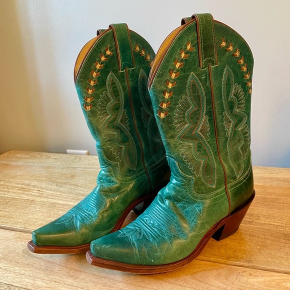 Justin L4302 Turquoise Damiana Cowboy Boots - women’s size 7.5 - Picture 1 of 15